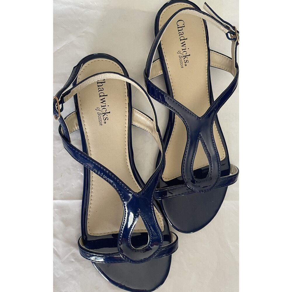 Chadwicks of Boston Sandals Blue patent,‎ 9M - New No Box1223